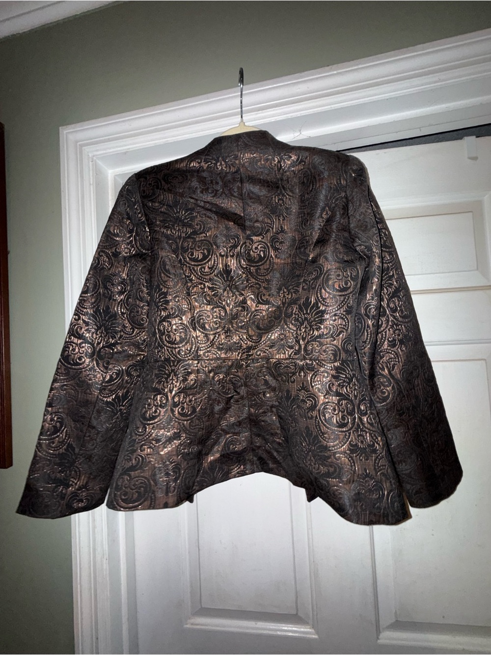 Neiman Marcus Exclusive Metallic Brocade Blazer Small Bronze Black Western Glam - Picture 5 of 5